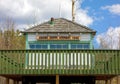 An historic buildings on display at a tourist information center