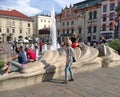 Historic Buildings and Fountain in Krakow, Poland