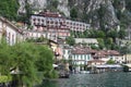 Historic buildings in the Italian Lake Garda, under the mountains