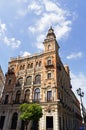 Historic buildings and monuments of Seville, Spain. Architectural details, stone facade. Royalty Free Stock Photo