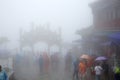 Tourism crowded, Mount Tai in rain, China Royalty Free Stock Photo