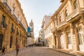 Historic buildings in old Havana Cuba in a beautiful day with lo