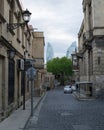 Historic Buildings in the Old Town of Baku with Flame Towers Skyscrapers Backdrop, Azerbaijan