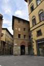 Historic Buildings from Plazza Tolomei Square of Siena Medieval City. Tuscany. Italy