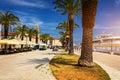 Historic buildings on promenade in Trogir, Croatia. Trogir is popular travel destination in Croatia. Trogir, as a UNESCO World Royalty Free Stock Photo