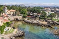 Historic buildings and rock bridge in Cascais Royalty Free Stock Photo