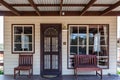 Historic cabin front porch and entrance.