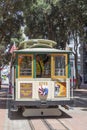 Historic Cable Car Powell Hyde Line at Powell Street terminal at Market Street in downtown San Francisco, California CA, USA Royalty Free Stock Photo