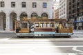 Historic  Cable Car Powell Hyde Line to Market Street in downtown San Francisco, California CA, USA Royalty Free Stock Photo