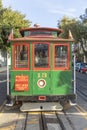 Historic Cable Car Powell Hyde Line on turntable at Powell Street terminal at Market Street in downtown San Francisco, California Royalty Free Stock Photo