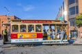 Historic Cable Car Powell Hyde Line on turntable at Powell Street terminal at Market Street in downtown San Francisco, California Royalty Free Stock Photo