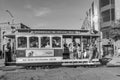 Historic Cable Car Powell Hyde Line on turntable at Powell Street terminal at Market Street in downtown San Francisco, California Royalty Free Stock Photo