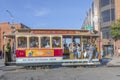 Historic Cable Car Powell Hyde Line on turntable at Powell Street terminal at Market Street in downtown San Francisco, California Royalty Free Stock Photo