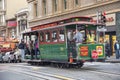 Historic Cable Car Powell Hyde Line on turntable at Powell Street terminal at Market Street in downtown San Francisco, California Royalty Free Stock Photo