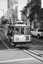 Historic Cable Car Powell Hyde Line on turntable at Powell Street terminal at Market Street in downtown San Francisco, California Royalty Free Stock Photo