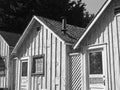 Historic Cannery Row Worker Shacks in Black and White