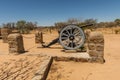 Historic cannon in front of the Franke Tower, Franketurm, in Omaruru, Namibia Royalty Free Stock Photo