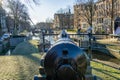 Historic Cannon in the heart of Amsterdam Royalty Free Stock Photo