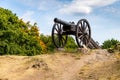 Historic cannon on a medieval castle hill in Swietokrzyskie Mountains in Poland Royalty Free Stock Photo