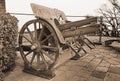 Historic cannon in pubblic park `La Rocca` Bergamo.