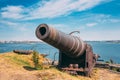 Historic Cannon At Suomenlinna, Sveaborg Maritime Fortress In He Royalty Free Stock Photo