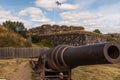 Historic canon at Suomenlinna island, a sea fortress southeast of Helsinki, Finland