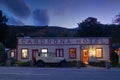 The historic Cardrona Hotel, New Zealand, at night Royalty Free Stock Photo