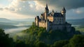 A historic castle or fort surrounded by lush greenery under a dramatic sky Royalty Free Stock Photo