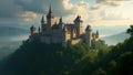 A historic castle or fort surrounded by lush greenery under a dramatic sky Royalty Free Stock Photo
