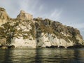 Historic castle ruins on a cliff over water at the Tremiti Islands in Puglia, Italy Royalty Free Stock Photo