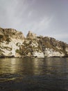 Historic castle ruins on a cliff over water at the Tremiti Islands in Puglia, Italy Royalty Free Stock Photo