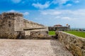 Historic castle of San Felipe De Barajas on a hill overlooking the Spanish colonial city of Cartagena de Indias on the