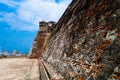 Historic castle of San Felipe De Barajas on a hill overlooking the Spanish colonial city of Cartagena de Indias on the