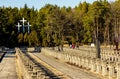 Historic cemetery of World War II victims executed by Hitler Nazis executed in Palmiry forest neaw Warsaw in Poland