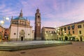 Historic center of Busto Arsizio city at sunrise, Italy