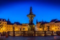 Historic center of Ceske Budejovice at night, Budweis, Budvar, South Bohemia, Czech Republic. Royalty Free Stock Photo