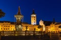 Historic center of Ceske Budejovice at night, Budweis, Budvar, South Bohemia, Czech Republic. Royalty Free Stock Photo