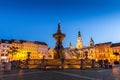 Historic center of Ceske Budejovice at night, Budweis, Budvar, South Bohemia, Czech Republic. Royalty Free Stock Photo