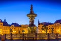 Historic center of Ceske Budejovice at night, Budweis, Budvar, South Bohemia, Czech Republic. Royalty Free Stock Photo