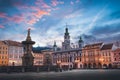 Historic center of Ceske Budejovice at night, Czechia Royalty Free Stock Photo