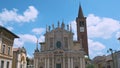 Historic center of Italian city. Busto Arsizio town, piazza San Giovanni with Basilica San Giovanni Battista in province