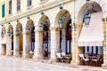 The historic center with Liston Square of Corfu or Kerkyra town, Greece