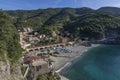 The historic center of Monterosso al Mare, illuminated by the morning light, Cinque Terre, Liguria, Italy Royalty Free Stock Photo