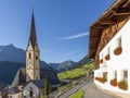 The historic center and parish church of Nauders in the Austrian Tyrol, near the border with Italy Royalty Free Stock Photo