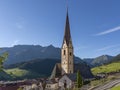 The historic center and parish church of Nauders in the Austrian Tyrol, near the border with Italy Royalty Free Stock Photo