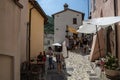 Historic center of Rasiglia with visiting tourists. Royalty Free Stock Photo