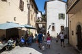 Historic center of Rasiglia with visiting tourists. Royalty Free Stock Photo