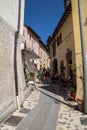 Historic center of Rasiglia with visiting tourists. Royalty Free Stock Photo