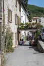 Historic center of Rasiglia with visiting tourists.