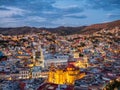 Historic Centre of Guanajuato City at Dusk, Guanajuato, Mexico Royalty Free Stock Photo